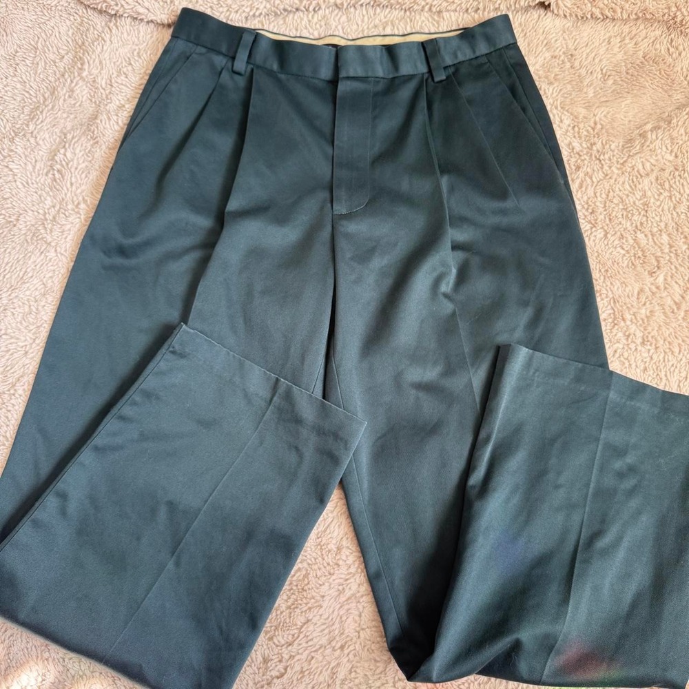 Dockers Men's 36x30 Vintage Classic Fit Pleated Pants 100% Cotton Teal Chinos